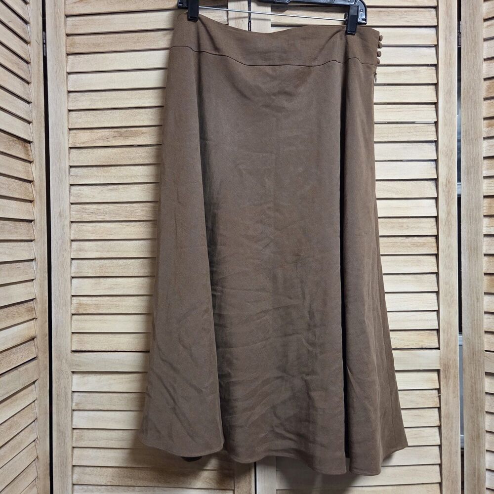 Pendleton Skirt Womens 14 Brown Lined Side Zip A-Line Silk Linen Blend Vintage